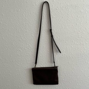 Dark Brown Genuine  Leather Cross Body Purse
